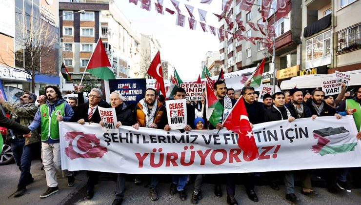 Bağcılar’da on binlerin katılımıyla şehitlerimiz ve Filistin için yürüyüş