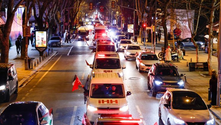 İstanbul’da yüzlerce araçla Gazze konvoyu