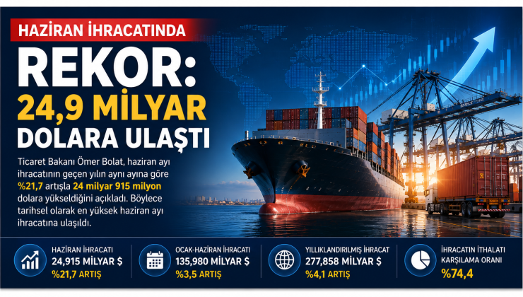 Haziran İhracatında Rekor: 24,9 Milyar Dolara Ulaştı
